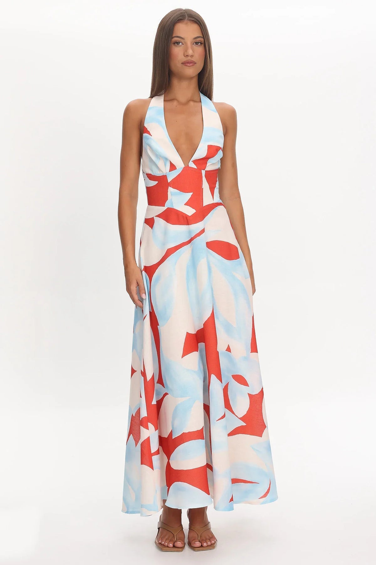 Riga Halterneck Maxi Dress Blue Multi