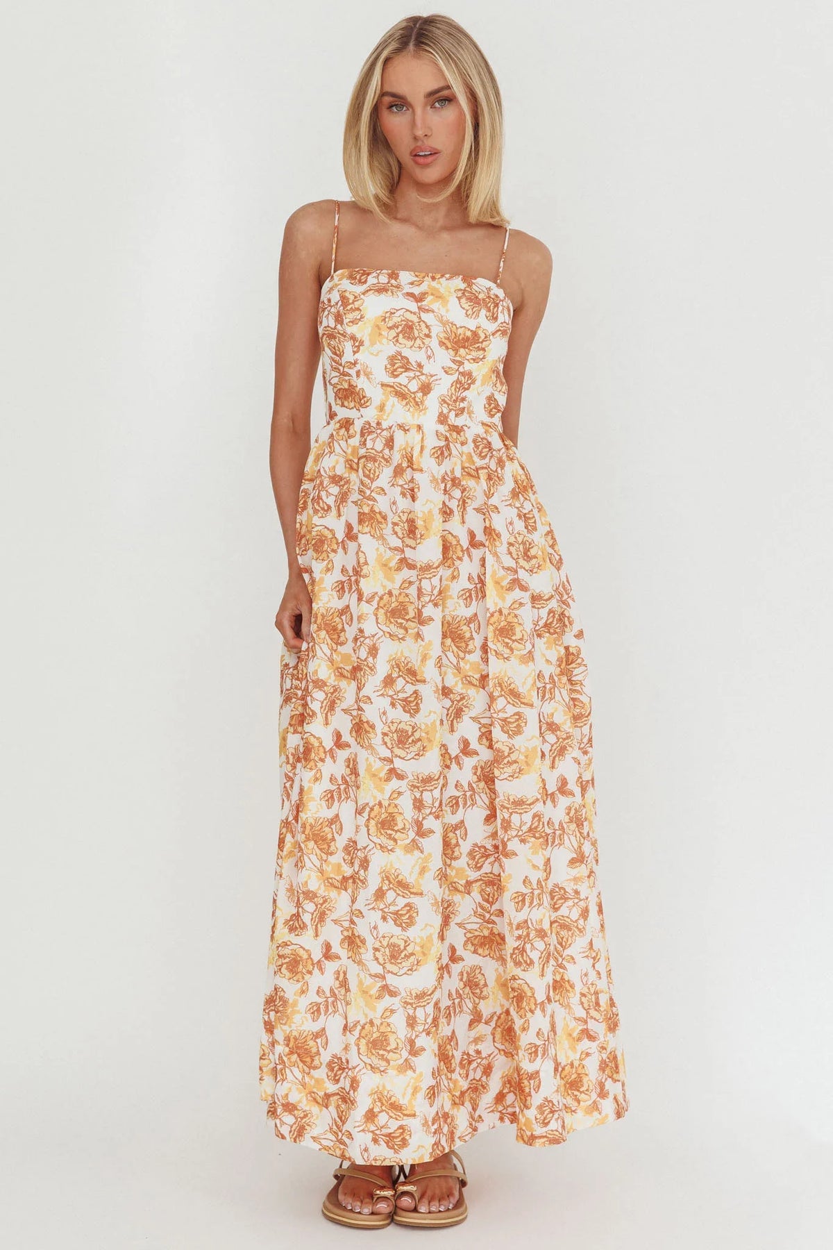 Wild Card Cami Strap Maxi Dress Floral Yellow