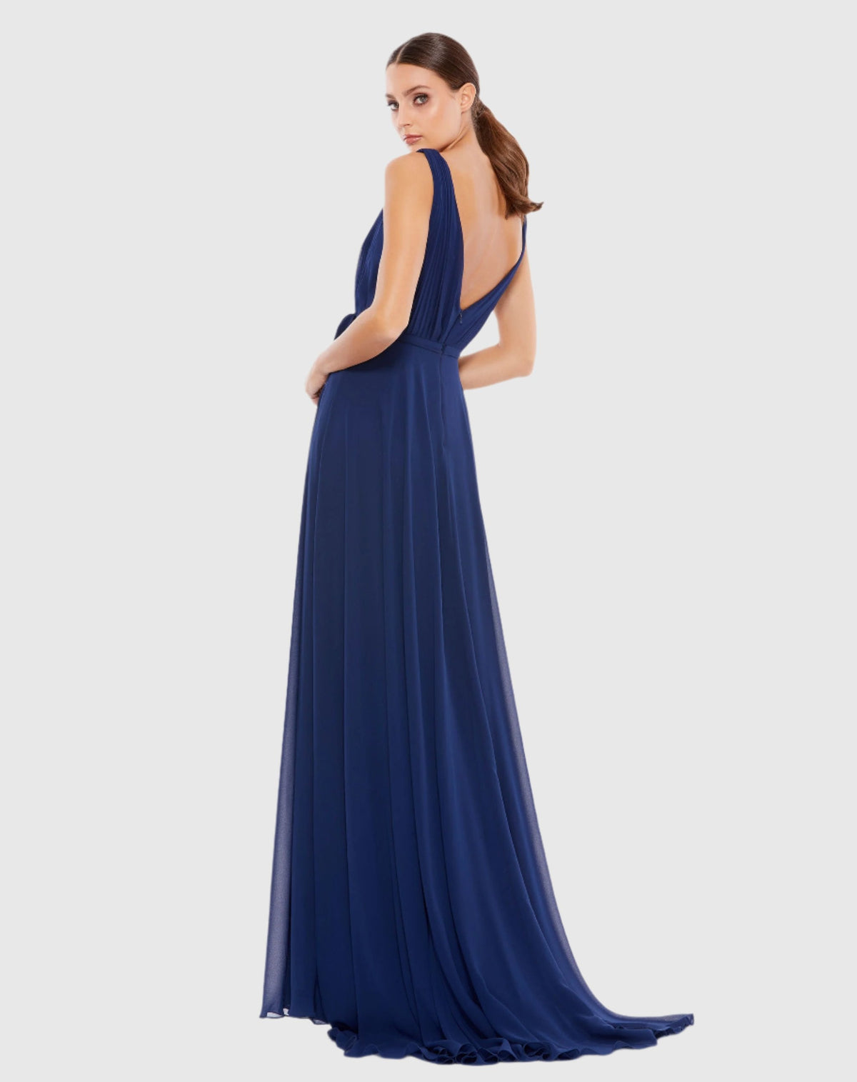 Navy Sleeveless V-Neck Chiffon Gown - FINAL SALE