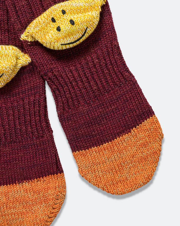 60Yarns Grandrelle IVY RAINBOWY HAPPY Heel-Hold Socks - Burgundy