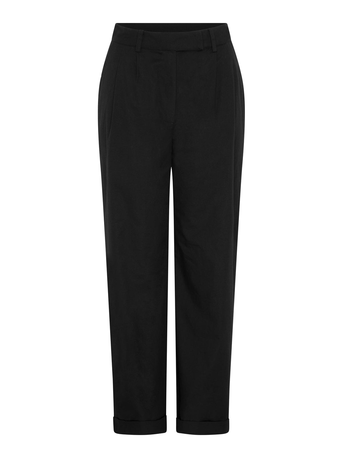Candy Pleat Front Straight Leg Trouser in Black