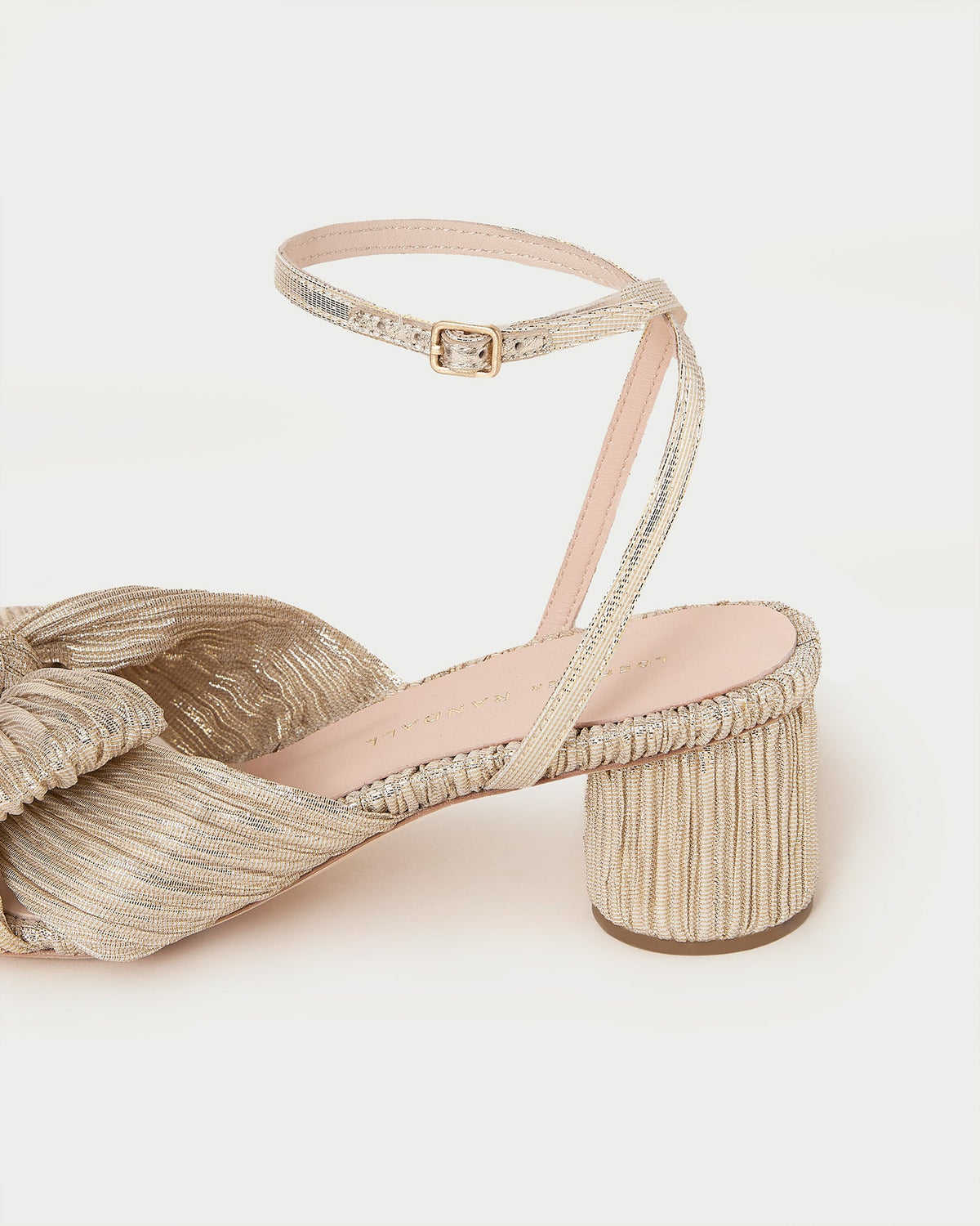 Dahlia Platinum Pleated Bow Heel