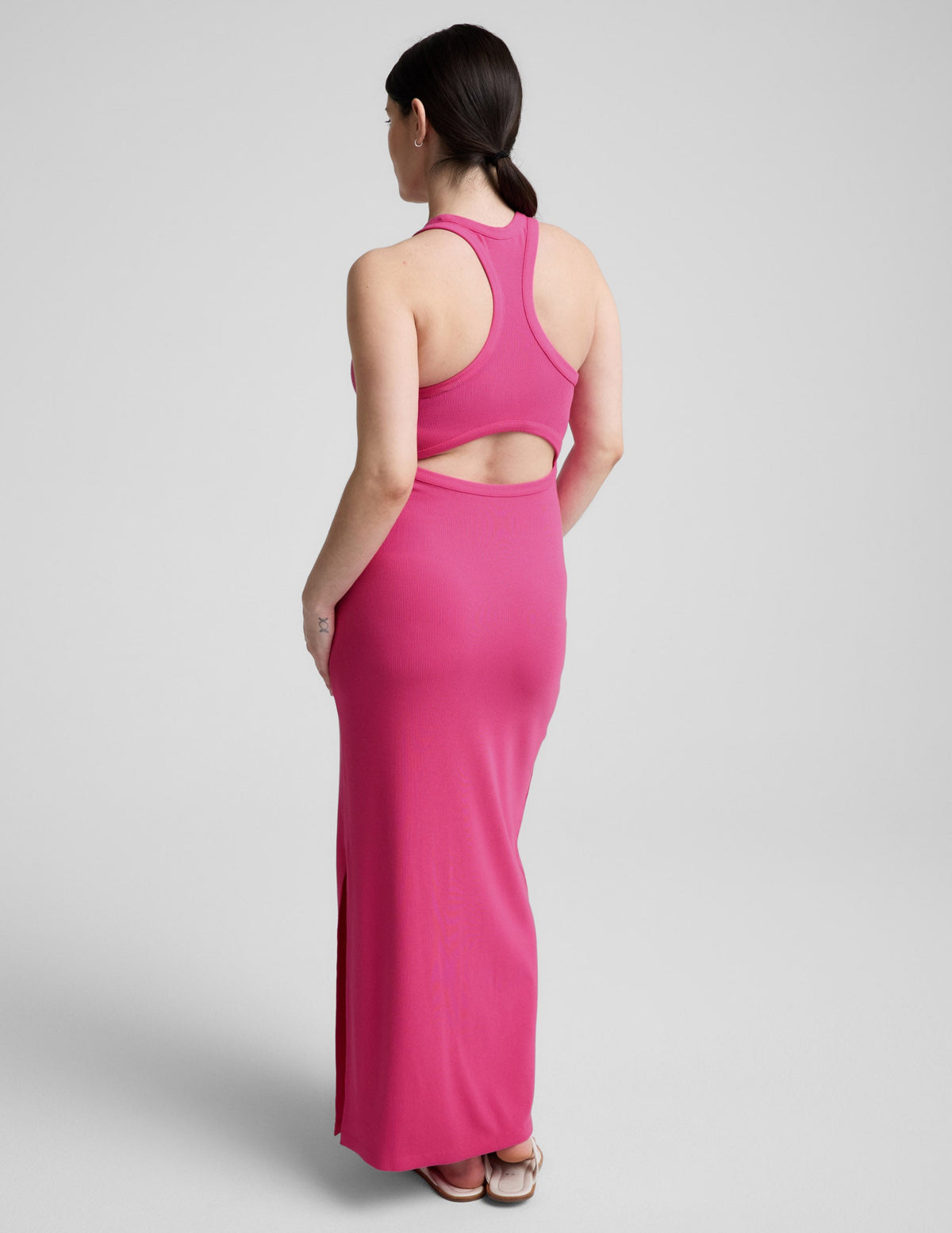 Ribbed High Neck Maxi Dress