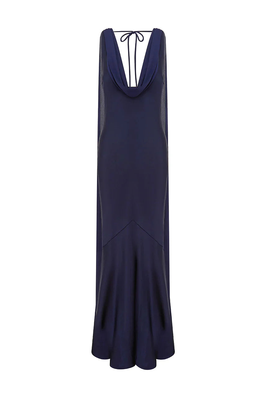 GABRIELLA COWL MAXI DRESS - NAVY