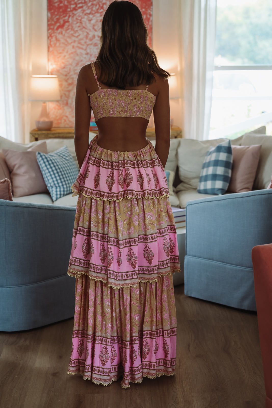 Wayward Maxi Dress - Yellow, Pink and Cream