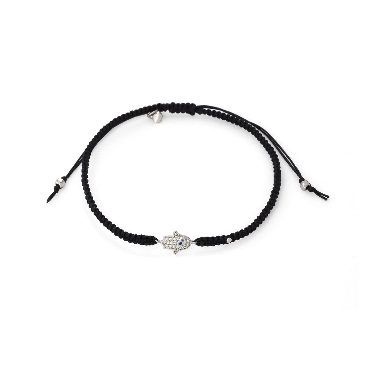 Braided Silk Cord Bracelet With Mini Hamsa