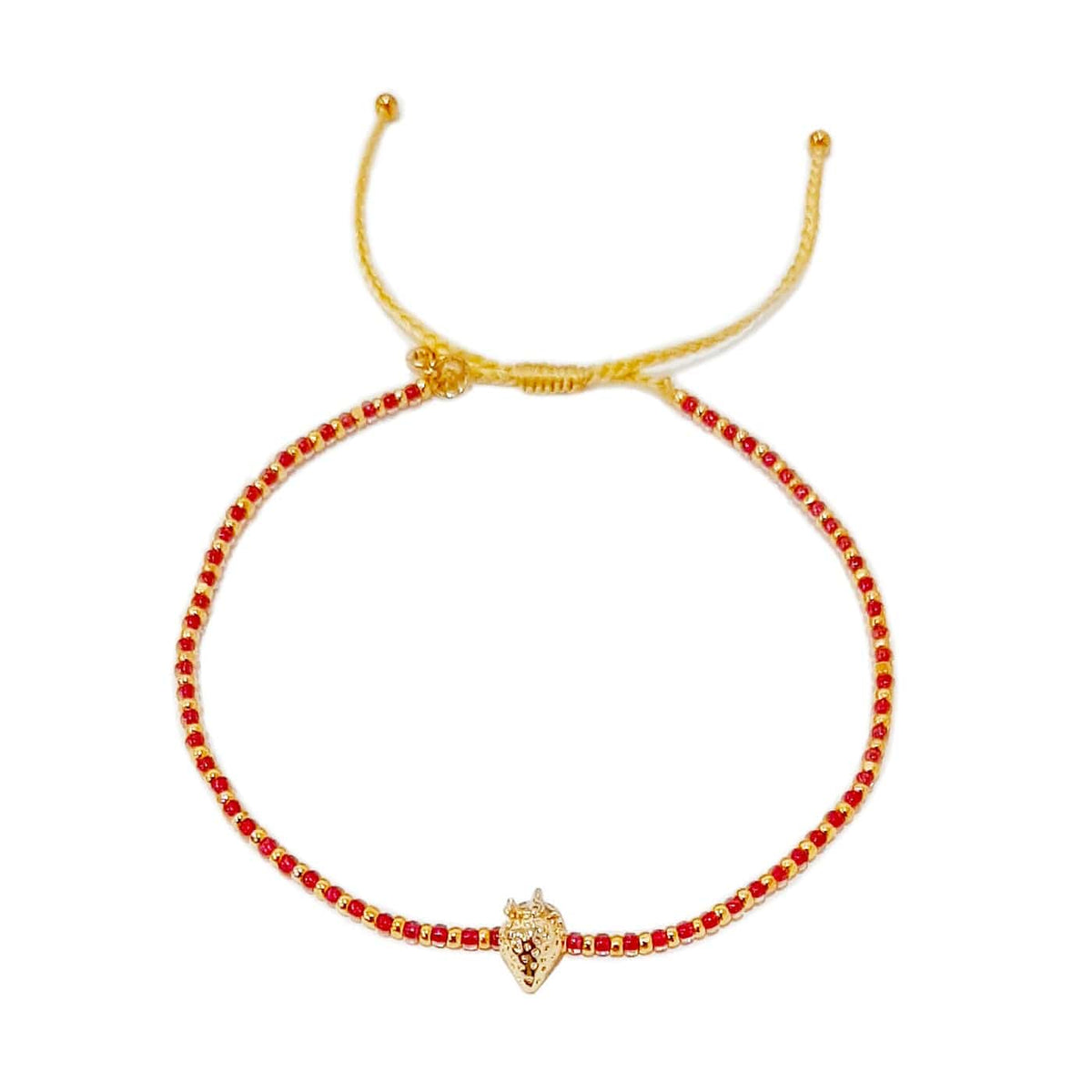 Handwoven Bracelet With Strawberry Charm