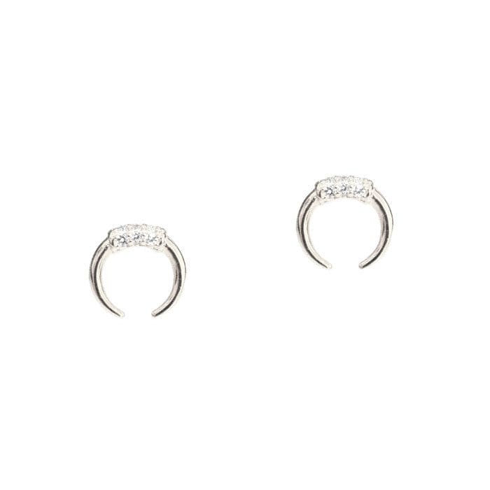 Double Horn Studs With Pave Accents