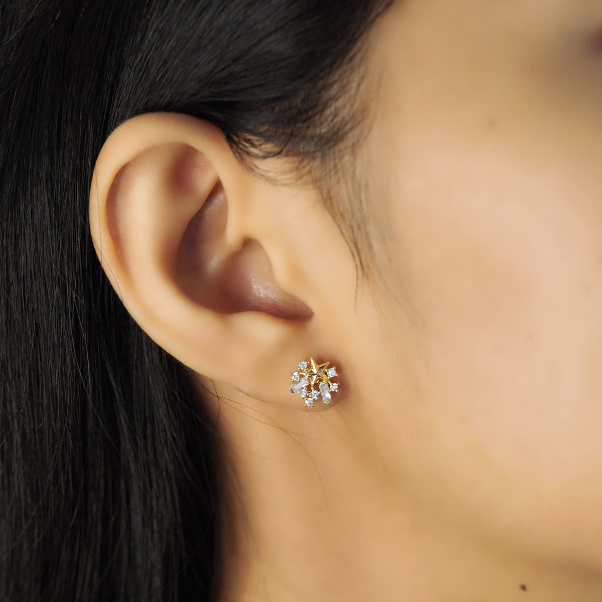 Golden Star Baguette CZ Clusters