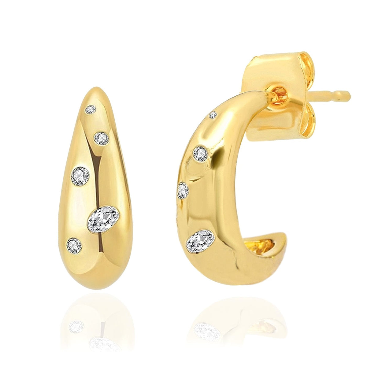 Polished Teardrop CZ Earrings
