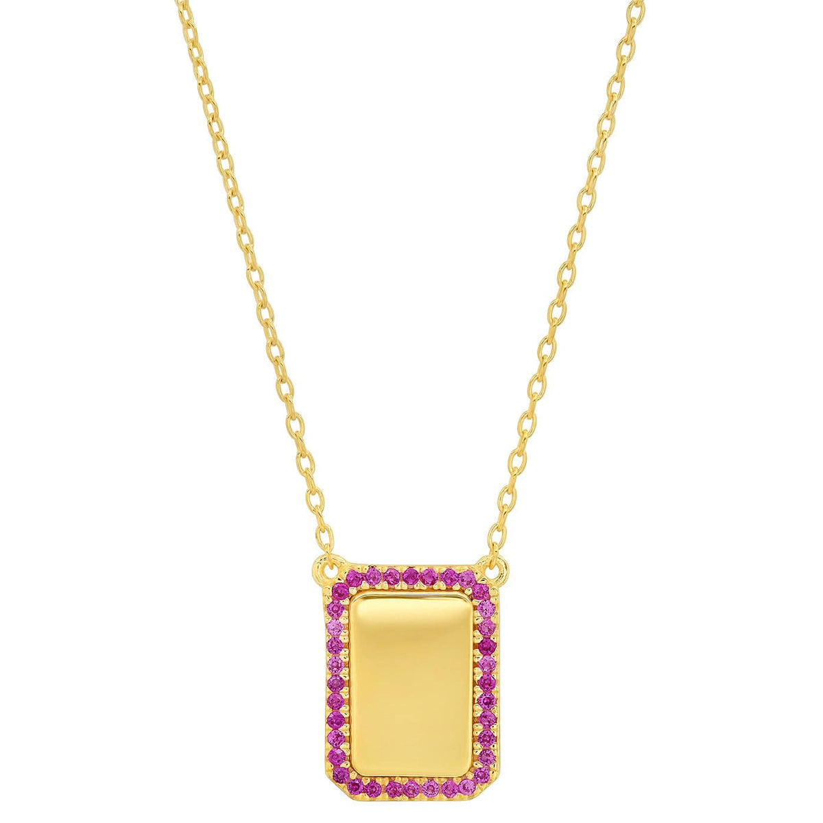 Pink Ruby Pavé Tag Necklace