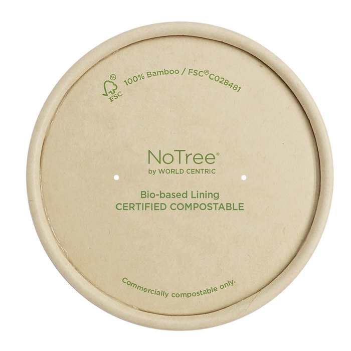 World Centric 155-Series Lid - Paper - 12-32 oz Paper Bowls, Kraft | 500/cs