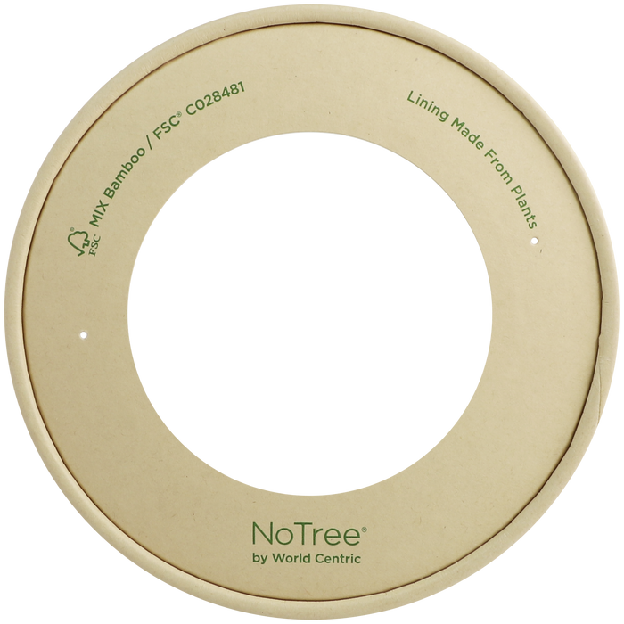World Centric 175-Series Lid - Paper - 24-32 oz Wide Paper Bowls, with window | 300/cs