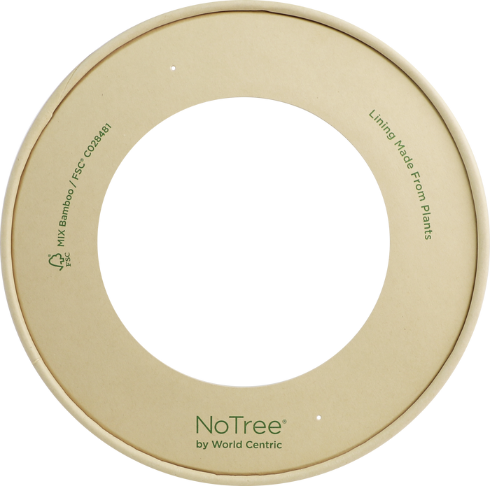 World Centric 185-Series Lid - Paper - Fits 42 oz Wide Paper Bowls, with window | 150/cs