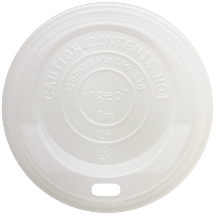 World Centric 79-Series Lid - PLA - 8 oz Hot Cups, White | 1000/cs