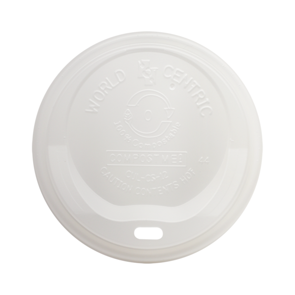 World Centric 89-Series Lid - PLA - 10-20 oz Hot Cups, White | 1000/cs