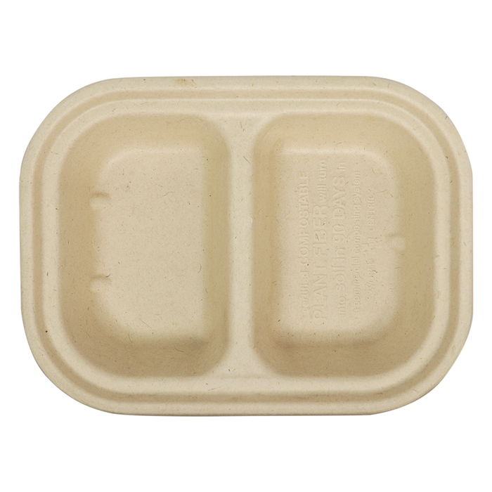 World Centric 8x6x1.5" (14 oz) Fiber Container, 2-Compt | 220-Series | 400/cs