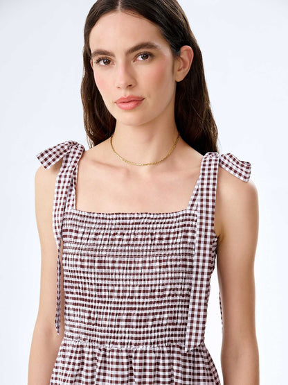 Dixie Dress in Chocolate and Cream Gingham