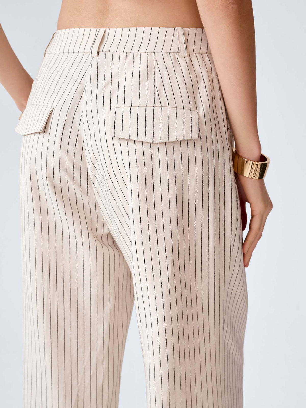 Pearl Trouser in Cream and Black Stripe