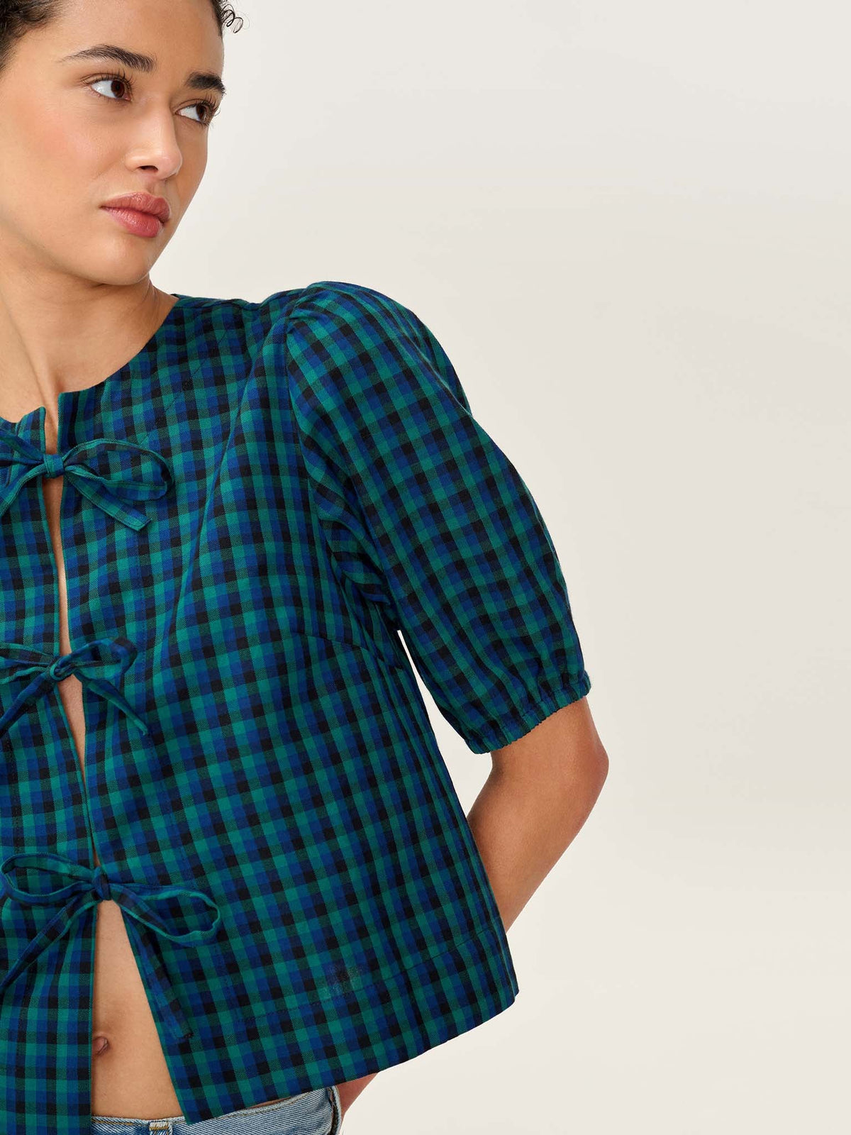 Apollo Blouse in Blue and Green Check