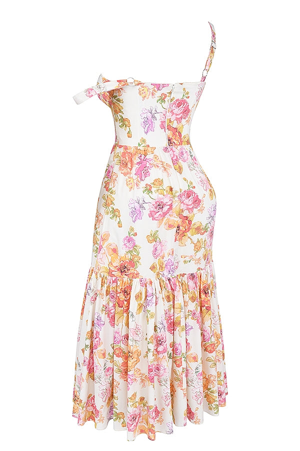 ivory floral midi sundress