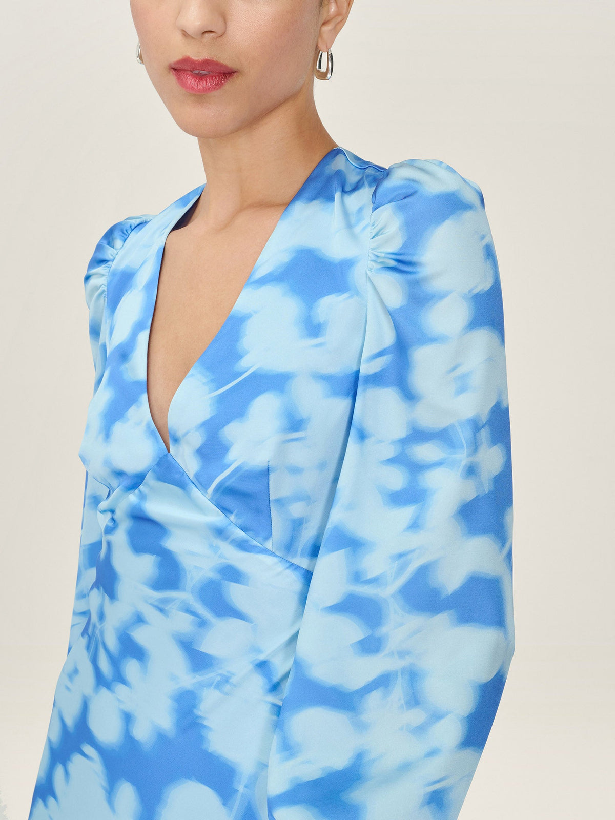 Francoise Dress in Blue Blurred Floral
