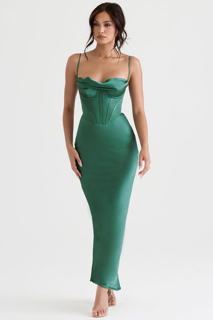 forest corset maxi dress