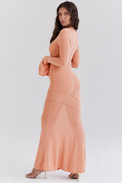 sorbet metallic knit maxi dress