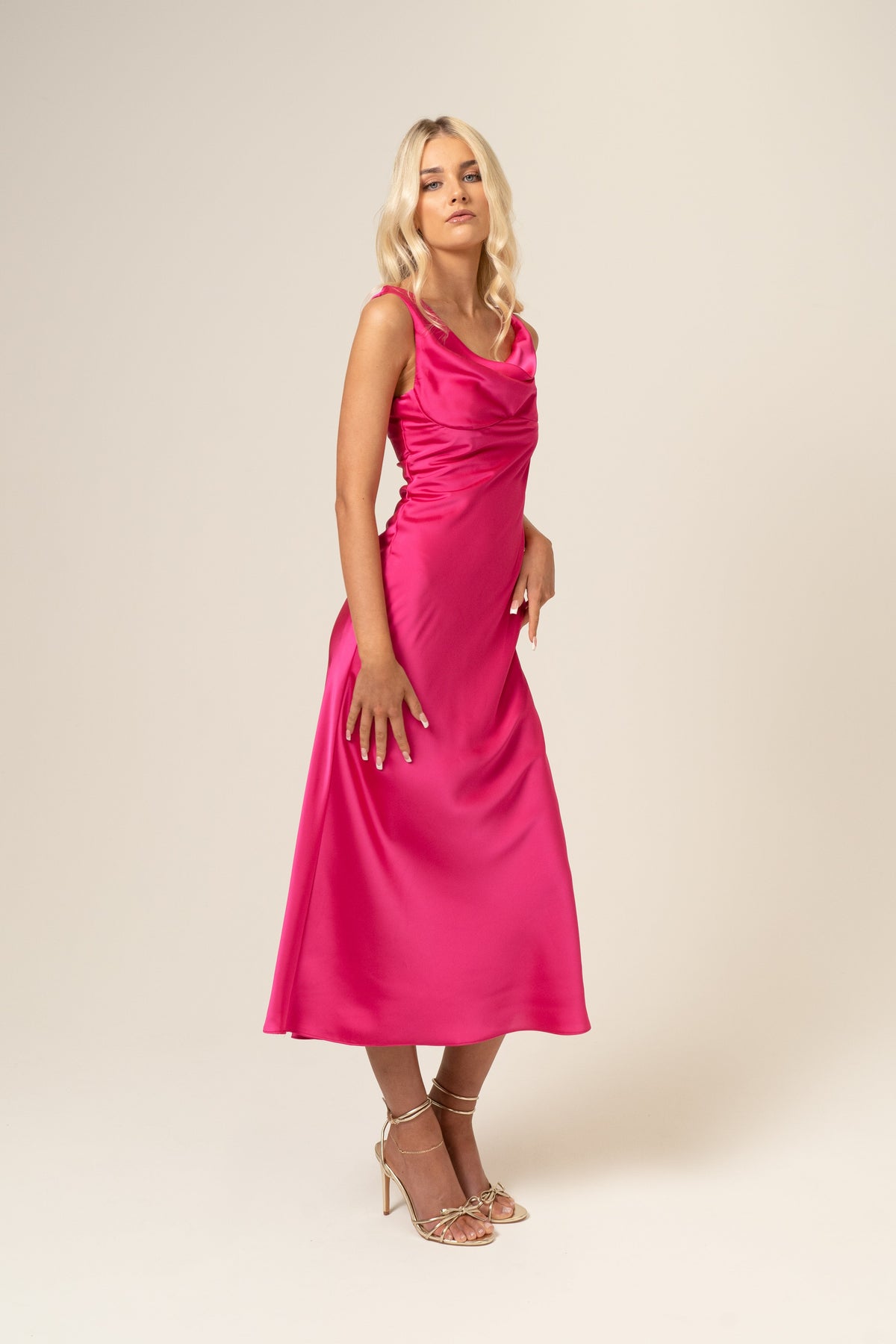 Daphne Satin Fuschia Cocktail Dress