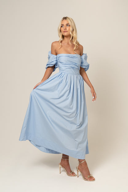 Dahlia Off Shoulder Puffed Sleeve Midi Dress