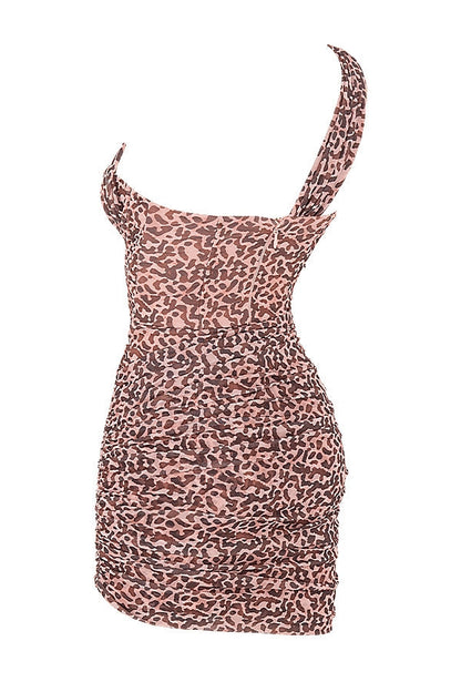 animal print cut out mini dress