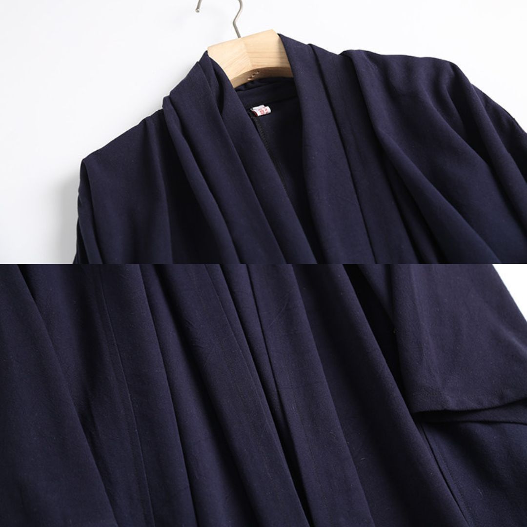 Wu Ji 无迹 Leave No Trace Song & Ming Unisex Cotton Linen Parallel Panel Long Cardigan