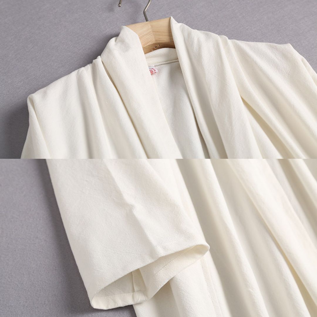 Wu Ji 无迹 Leave No Trace Song & Ming Unisex Cotton Linen Parallel Panel Long Cardigan
