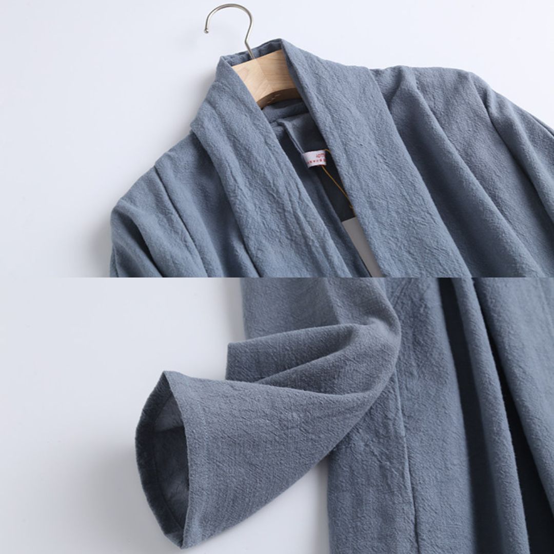 Wu Ji 无迹 Leave No Trace Song & Ming Unisex Cotton Linen Parallel Panel Long Cardigan