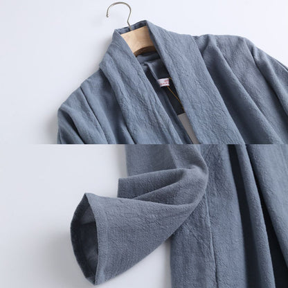 Wu Ji 无迹 Leave No Trace Song & Ming Unisex Cotton Linen Parallel Panel Long Cardigan