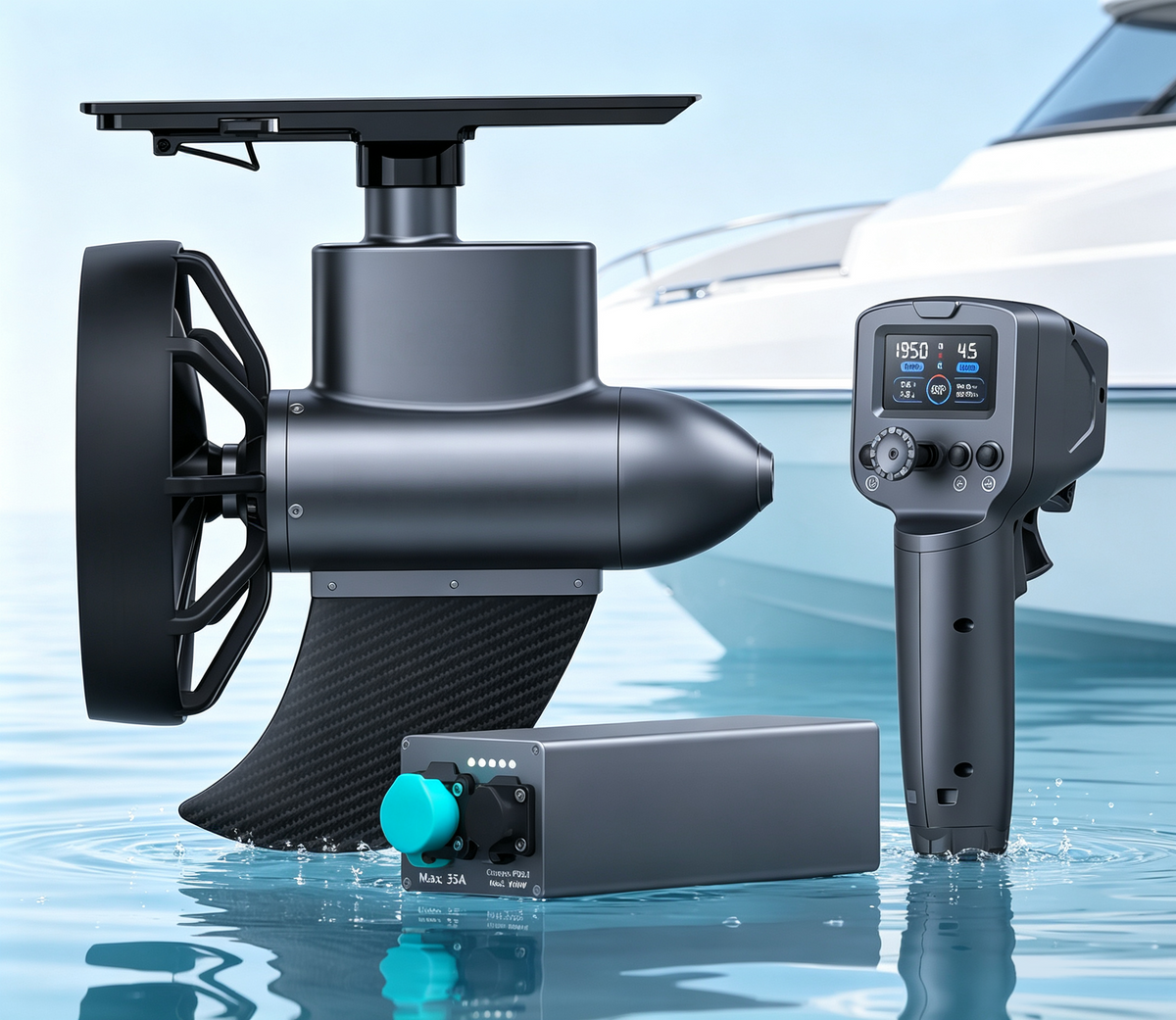 400W Brushless Underwater Thruster Kit, 20LBS Thrust Wireless Bluetooth Smart Electric Fin Motor with Cruise Control, IP68 Waterproof Portable Propeller for SUP Paddle Board, Kayak, Canoe & Inflatable Boats