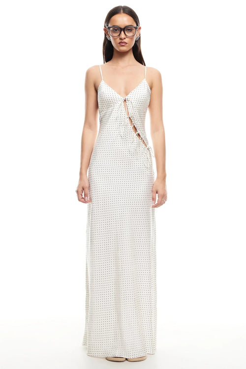 LIONESS About A Girl Maxi Dress Porcelain Polka