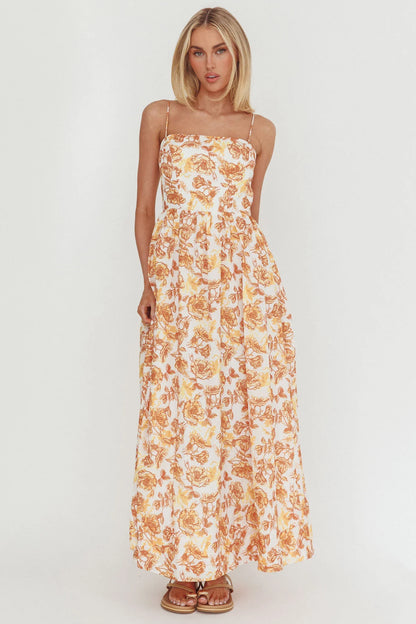 Wild Card Cami Strap Maxi Dress Floral Yellow