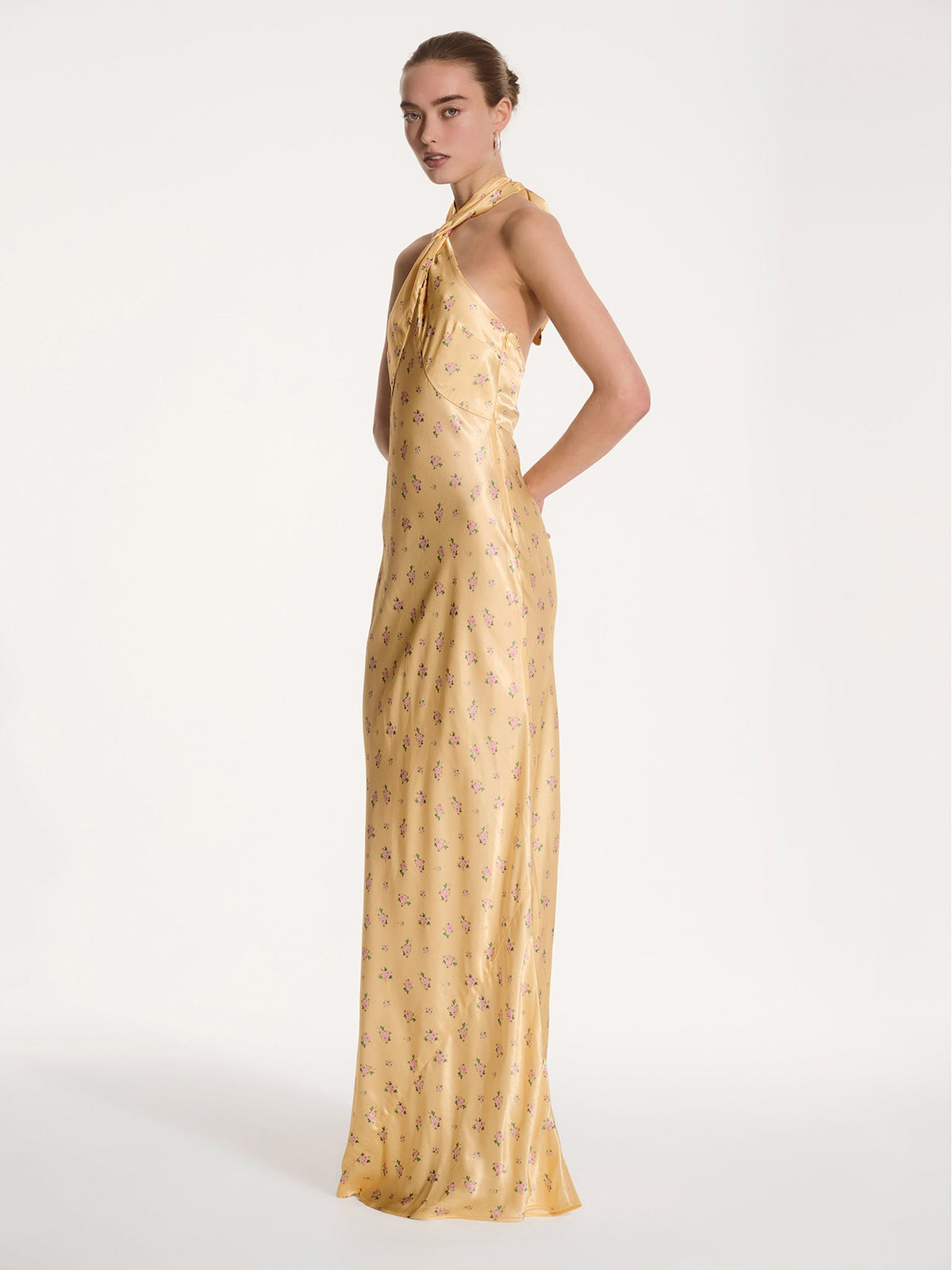 Arles Floral Dress in Vintage Yellow