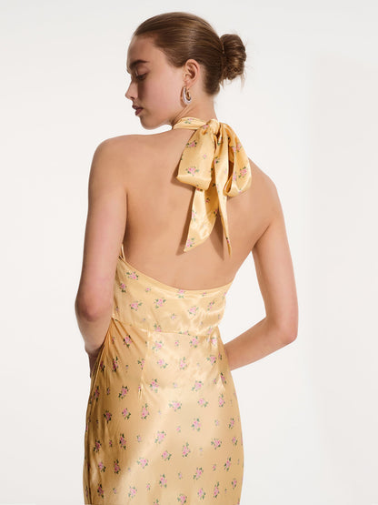 Arles Floral Dress in Vintage Yellow