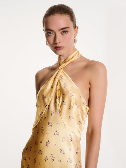 Arles Floral Dress in Vintage Yellow