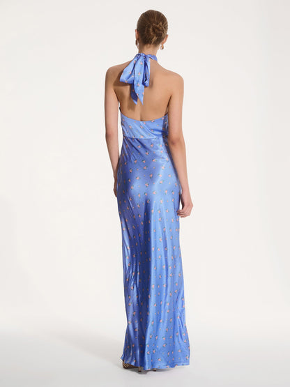 Arles Floral Dress in Light Blue