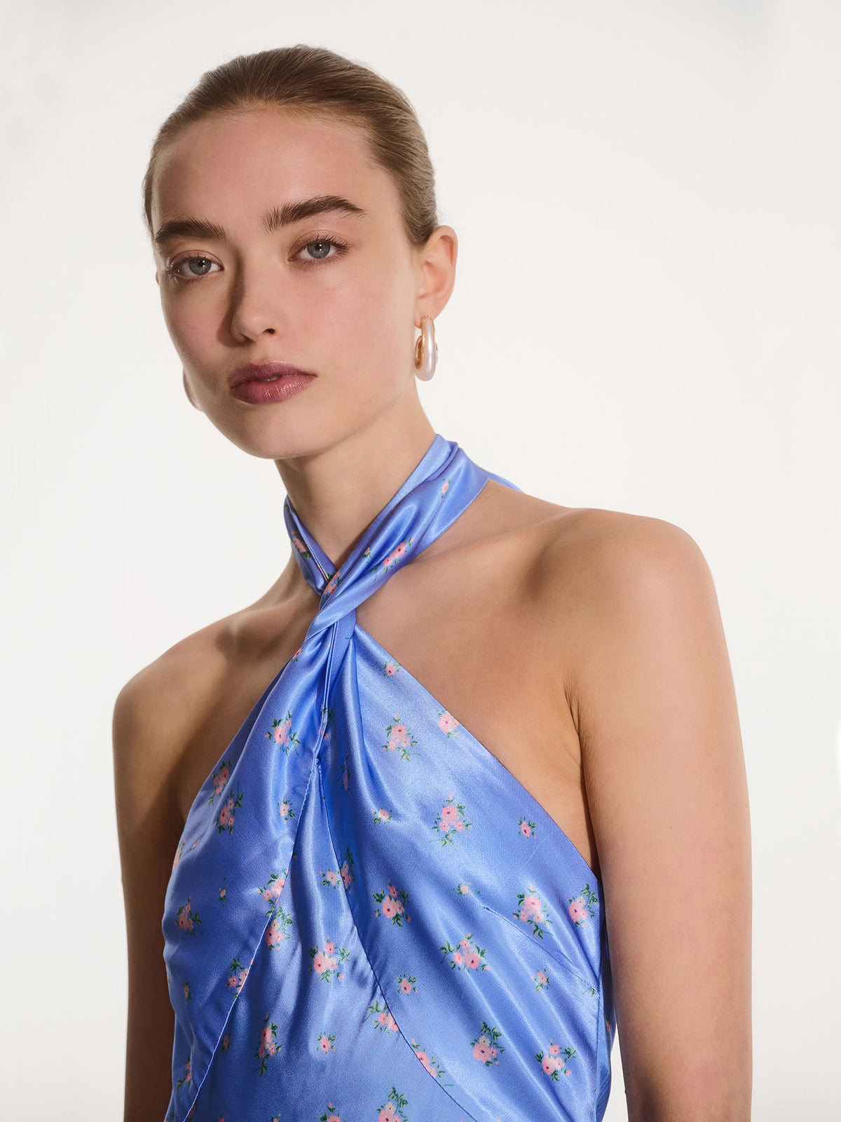 Arles Floral Dress in Light Blue