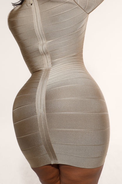 latte long sleeve bandage mini dress