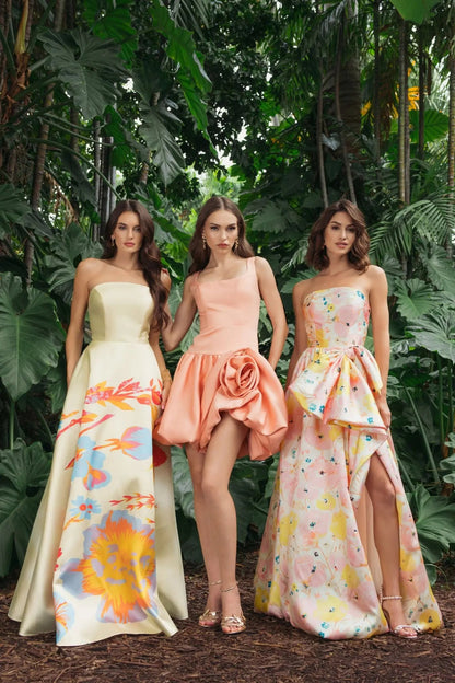 Peach Sleeveless Satin Bubble Hem Mini Dress