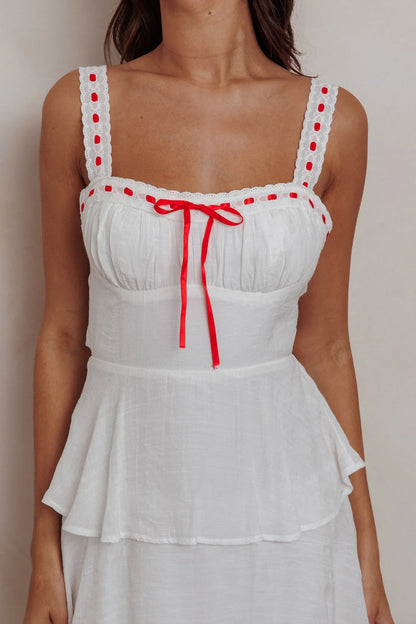 Provence Bloom Tiered Ruffle Maxi Dress Off White