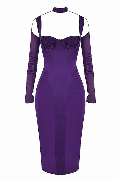 grape corset midi dress