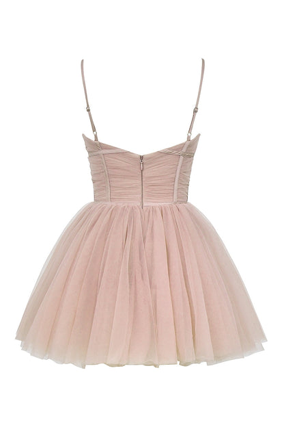 french rose tulle mini dress - sale