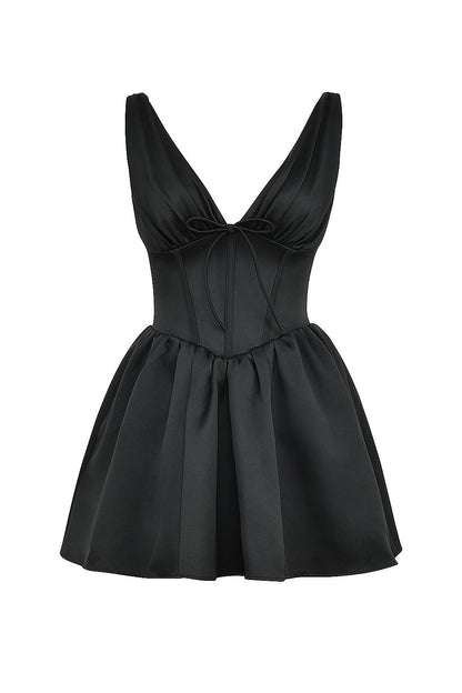 black satin mini dress - sale