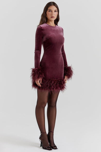 mulberry velvet mini dress